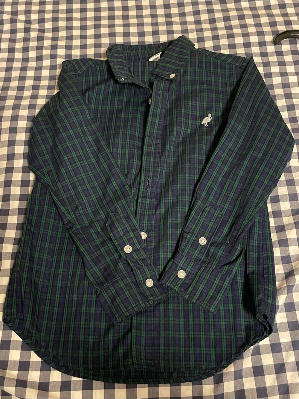 Boy’s Beaufort Bonnet Green & Navy Plaid Button-Down Shirt